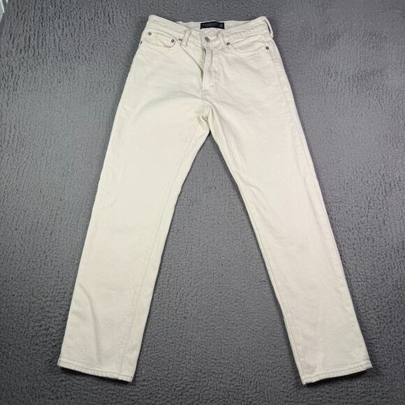 Abercrombie & Fitch Jeans Mens 29x30 Cream Vintage 90s Straight Stretch - Picture 3 of 12